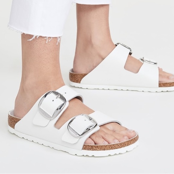 Birkenstock Shoes - BIRKENSTOCK Arizona Big Buckle
Leather White 
Women size 39 US 8-8.5 like new